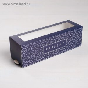Коробка для макарун, кондитерская упаковка «Present», 18 х 5.5 х 5.5 см