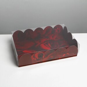 Коробка для печенья, кондитерская упаковка с PVC крышкой, «Розы», 20 х 30 х 8 см