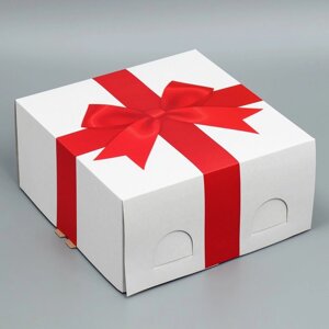 Коробка для торта, кондитерская упаковка «Бант», 24 х 24 х 12 см