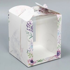 Коробка под маленький торт, кондитерская упаковка, «Венок», 15 х 15 х 18 см