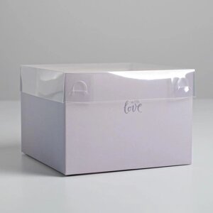 Коробка подарочная для цветов с PVC крышкой, упаковка, «With love», 17 х 12 х 17 см
