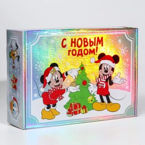 Коробка подарочная складная "С новым годом! Микки Маус 31х22х9,5 см