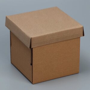 Коробка подарочная складная, упаковка, «Бурая», 16.6 х 15.5 х 15.3 см