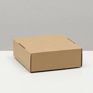 Коробка самосборная, крафт, бурая, 16 х 16 х 6 см