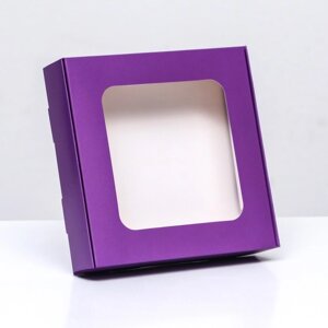 Коробка самосборная с окном сиреневая, 13 х 13 х 3 см