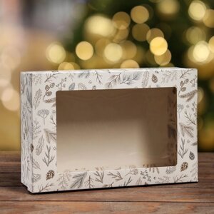 Коробка складная, крышка-дно , с окном "Merry Christmas" 30 х 20 х 9 см