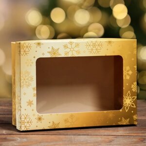Коробка складная, крышка-дно, с окном "Новогодняя сказка" 24 х 17 х 8 см