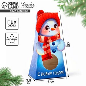 Коробка складная с окном «Снеговик», 6 х 12.6 х 3.5 см