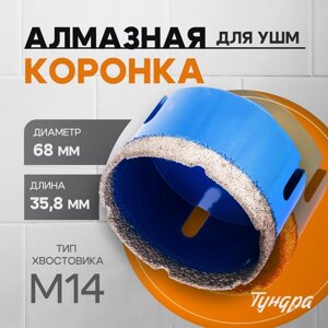 Коронка алмазная ТУНДРА, для УШМ, 68 х 35.8 мм, М14