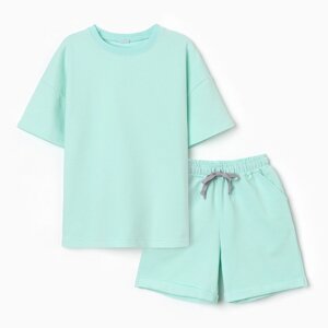 Костюм детский (футболка, шорты), цвет олива, рост 104