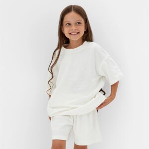 Костюм детский (футболка, шорты) KAFTAN Plushy р. 36 (134-140), белый