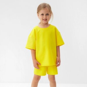 Костюм детский (футболка, шорты) MINAKU: Casual Collection цвет жёлтый, рост 104 см