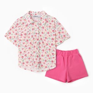 Костюм для девочки (рубашка и шорты) KAFTAN, р. 30 (98-104), розовый