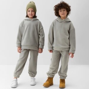 Костюм (худи и брюки) детский MINAKU: Fleece Soft, цвет графит, рост 128 см