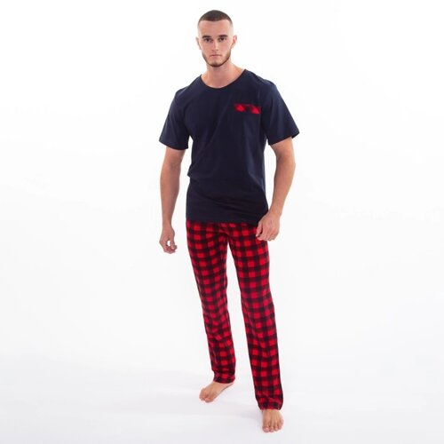 Костюм мужской домашний (футболка и брюки), цвет красный, размер 62