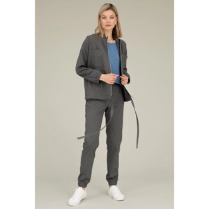 Костюм женский: брюки и жакет, размер 54, цвет серый