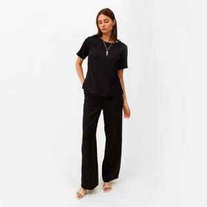 Костюм женский (футболка, брюки) MINAKU: Enjoy цвет чёрный, размер 44