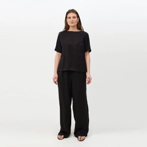 Костюм женский (футболка, брюки) MINAKU: Enjoy цвет чёрный, размер 50