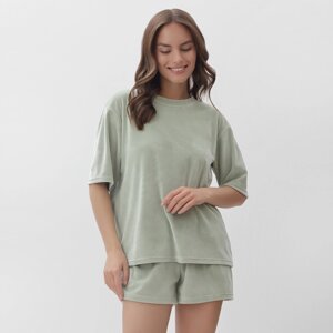 Костюм женский (футболка и шорты) KAFTAN Plushy р. 52-54, зеленый