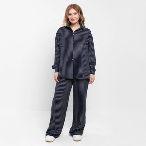 Костюм женский (рубашка, брюки) MINAKU: Enjoy цвет синий, размер 50