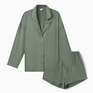 Костюм женский (рубашка, шорты) MINAKU: Casual Collection цвет оливковый, р-р 48