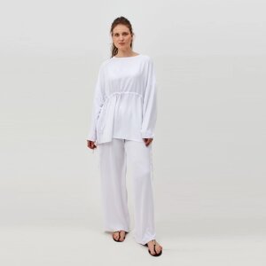 Костюм женский (туника, брюки) MINAKU: Casual Collection цвет белый, размер 56