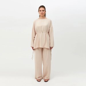 Костюм женский (туника, брюки) MINAKU: Casual Collection цвет бежевый, размер 48