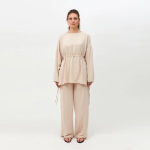 Костюм женский (туника, брюки) MINAKU: Casual Collection цвет бежевый, размер 54