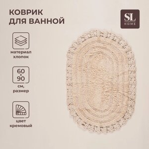 Ковер для ванны SL Home, хлопок, 6090 см, цвет белый