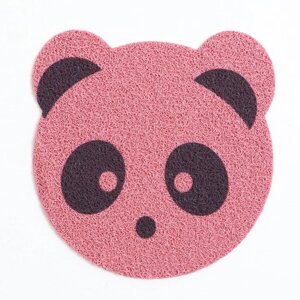 Коврик 2-в-1 под миску/туалет для животных "Панда", 30 х 30 см, розовый