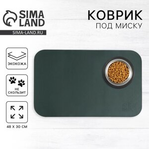 Коврик для миски из экокожи 48 х 30 см, зелёный