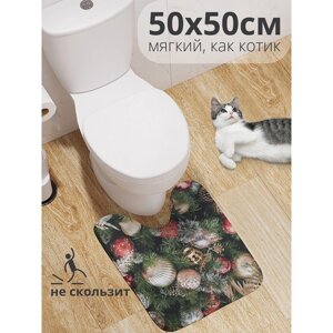 Коврик для туалета «Праздничное украшение», противоскользящий, размер 50x50 см