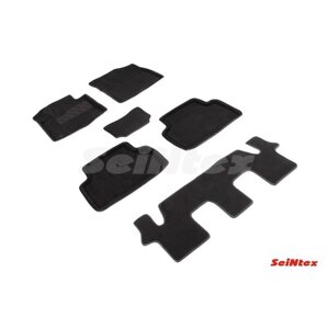Коврики 3D для KIA Sorento IV, 7 seats, 2020-н. в, черные , комплект