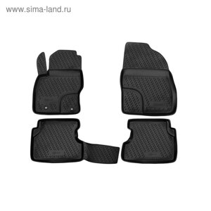 Коврики 3D в салон Volkswagen Touareg II 2010-2015, 2015-03/2018, 2-х зонный климат-контроль, набор 4 шт, ПУ, повышенная износостойкость