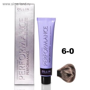 Крем-краска для волос Ollin Professional Performance, тон 6/0 тёмно-русый, 60 мл