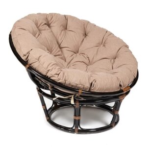 Кресло для отдыха Папасан, корзина коньячная, подушка бежевая, 110 х 110 х 76 см