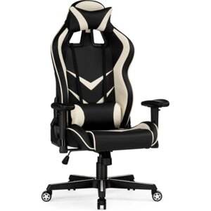 Кресло игровое Racer пластик/экокожа, черный/бежевый 70x57x120 см