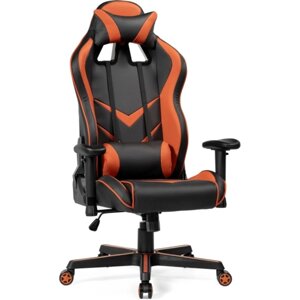 Кресло игровое Racer пластик/экокожа, черный/черный/оранжевый 70x57x120 см