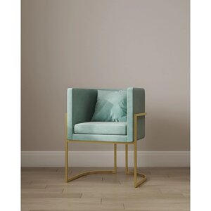 Кресло «LUNA», 606477 см, цвет аквамарин, каркас золотой