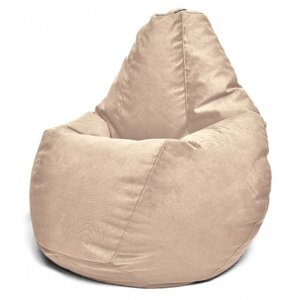 Кресло-мешок «Груша» Позитив Luma, размер XXL, диаметр 105 см, высота 130 см, велюр, цвет бежевый