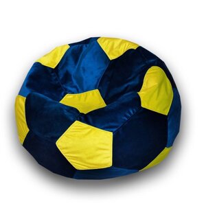 Кресло-мешок «Мяч», размер 80 см, см, велюр, цвет синий, жёлтый