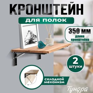 Кронштейн складной для столов и полок ТУНДРА, F001 , 2 шт., длина 350 мм., сталь, цвет черный 9703