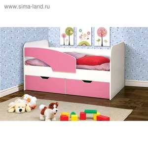 Кровать детская «Дельфин», 2 ящика, 800 1600 мм, левая, цвет белый / розовый