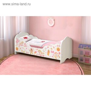 Кровать детская «Малышка №4», 1400х600 мм, лдсп, цвет белый / фотопечать для девочек