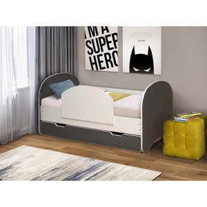 Кровать детская с бортиком и ящиком «Радуга», 800 1600 мм, цвет белый / графит