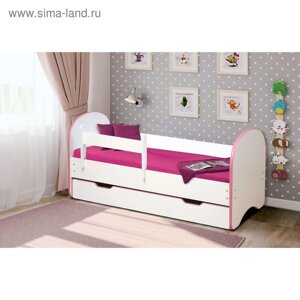 Кровать детская с бортом «Радуга», 1 ящик, 800х1600 мм, цвет белый / кант светло-розовый