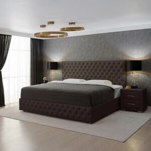 Кровать «Купол тысячелетия» с ПМ, 140200 см, экокожа, цвет горький шоколад