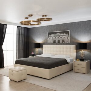 Кровать «Ла Скала» с ПМ, 140200 см, экокожа, цвет ванильное суфле