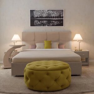 Кровать «Пантеон» без ПМ, 140200 см, премиум велюр, цвет песчаный бриз