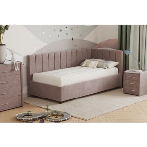 Кровать «Помпиду» с ПМ, 100200 см, премиум велюр, цвет пыльная роза